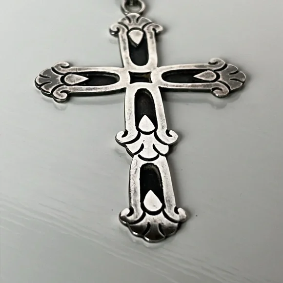 Victoria Cony Sterling Silver Taxco Mexico Cross Pendant - Picture 2 of 10
